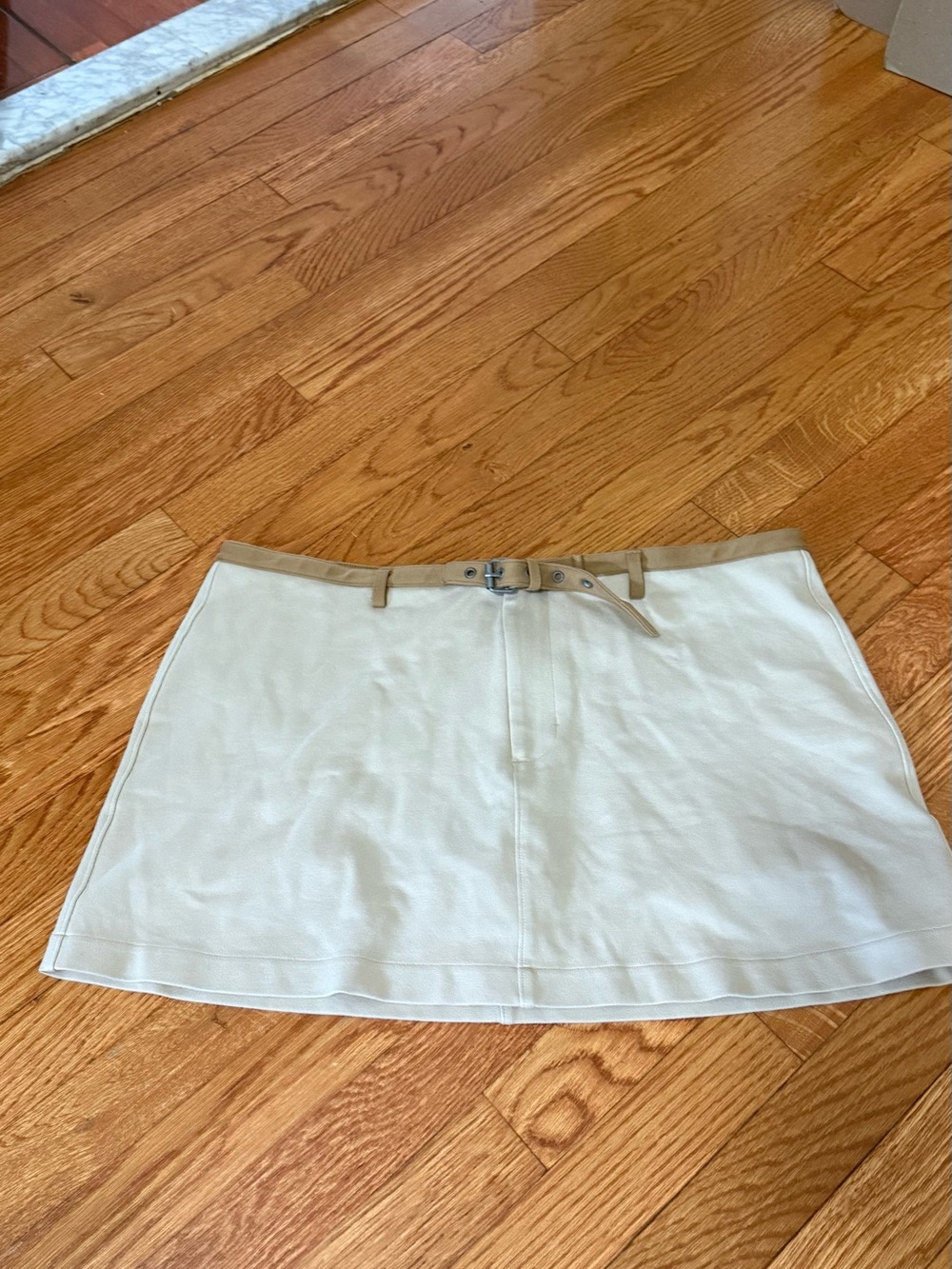 Classic Cream A-Line Skort with Tan Belt